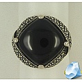 Кольцо из черненого серебра с ониксом и марказитами