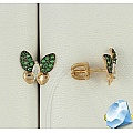 Серьги "Бабочки" с зелеными фианитами